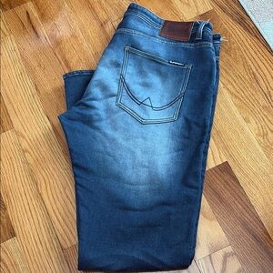 Superdry Blue Straight Jeans with Stretch and Faded Wash